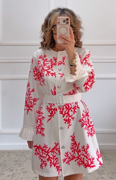 Mini φόρεμα με coral print