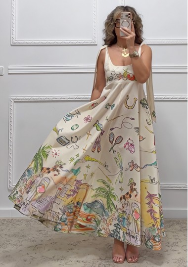 Λινό φόρεμα με τιράντες