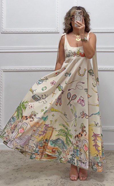 Λινό φόρεμα με τιράντες