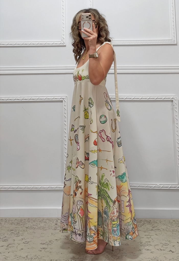 Λινό φόρεμα με τιράντες