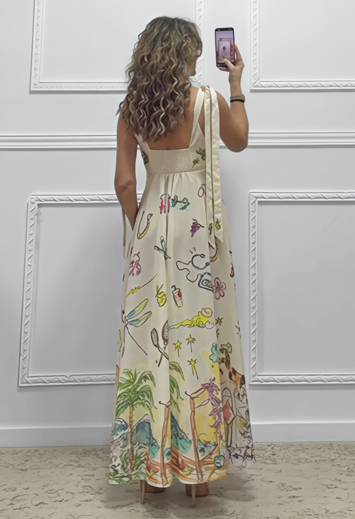 Λινό φόρεμα με τιράντες