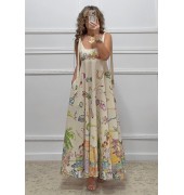 Λινό φόρεμα με τιράντες