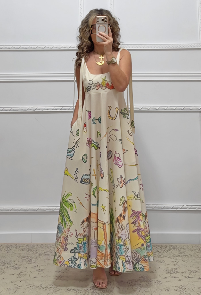 Λινό φόρεμα με τιράντες