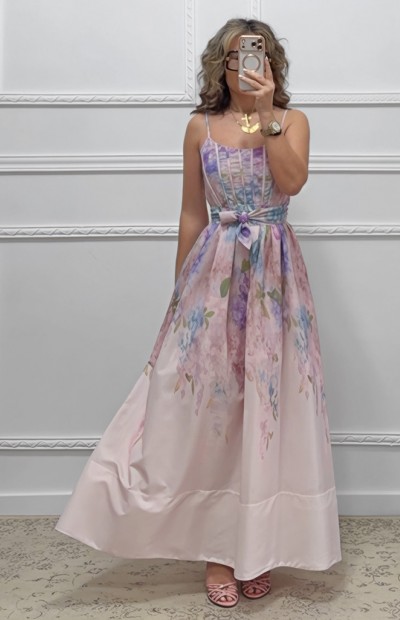 Λινό φόρεμα με τιράντες