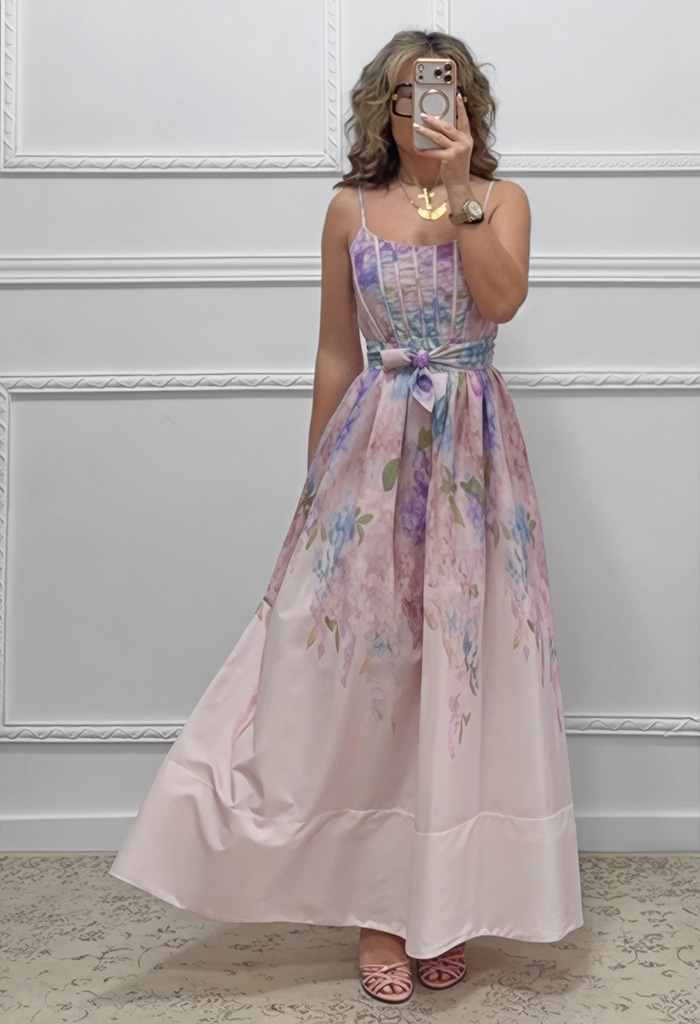 Λινό φόρεμα με τιράντες