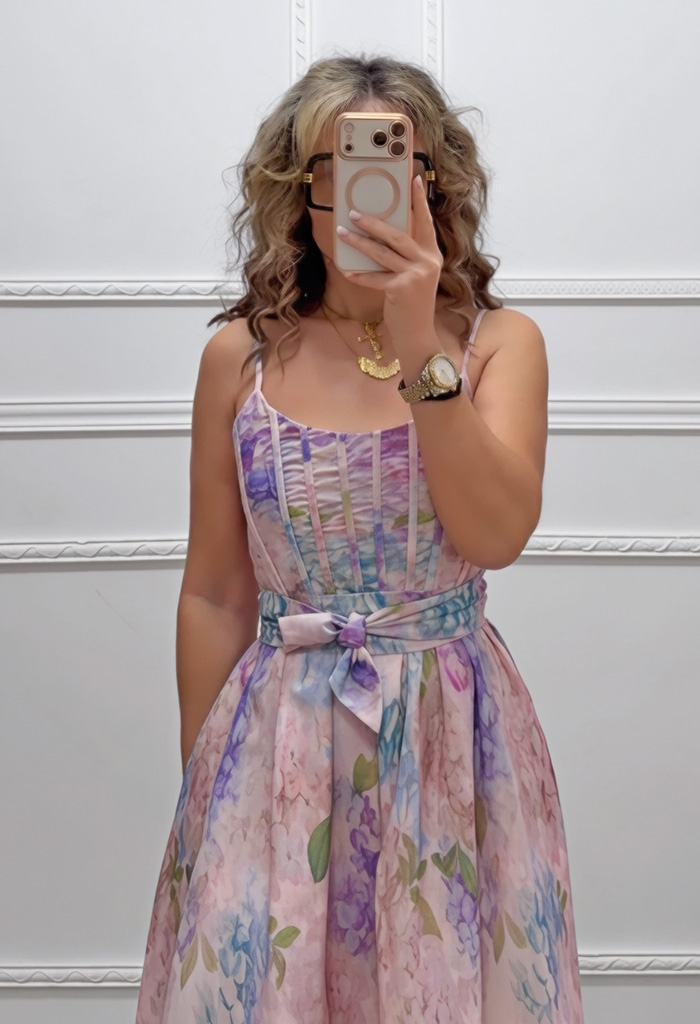 Λινό φόρεμα με τιράντες