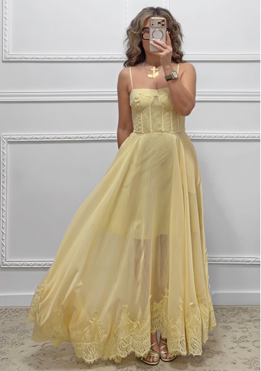 Μακρύ φόρεμα κίτρινο