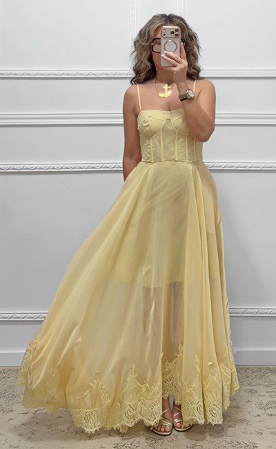 Μακρύ φόρεμα κίτρινο