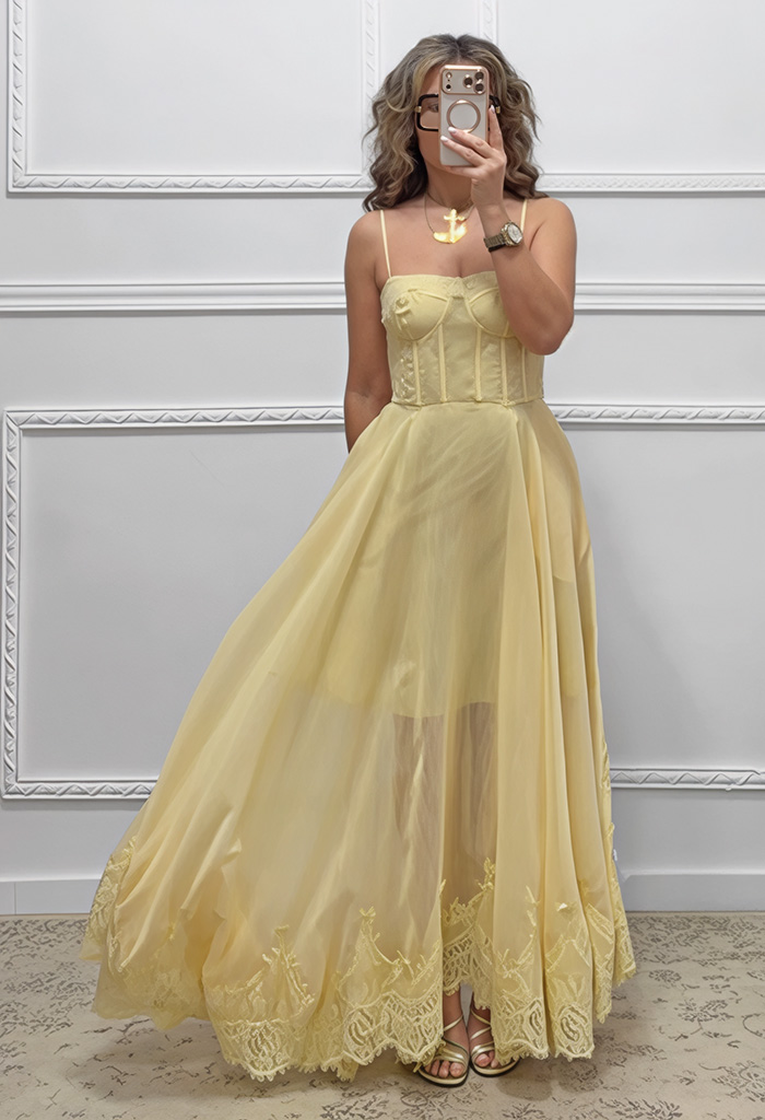 Μακρύ φόρεμα κίτρινο