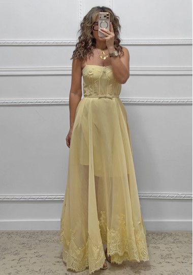 Μακρύ φόρεμα κίτρινο