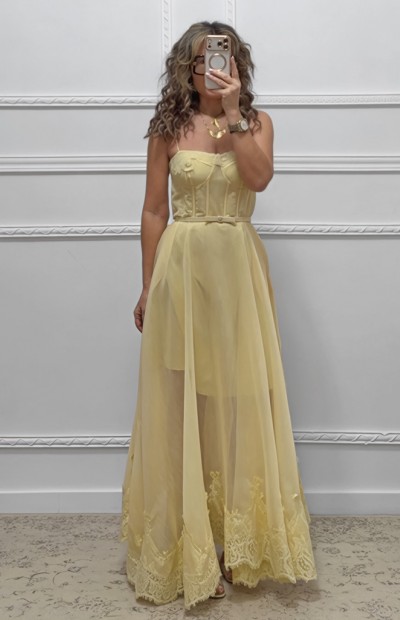 Μακρύ φόρεμα κίτρινο