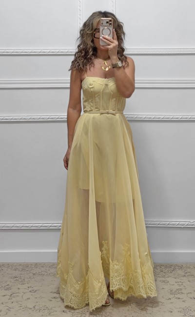 Μακρύ φόρεμα κίτρινο