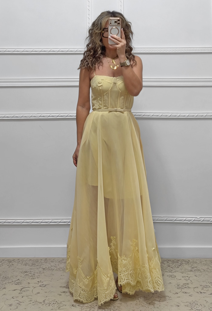 Μακρύ φόρεμα κίτρινο