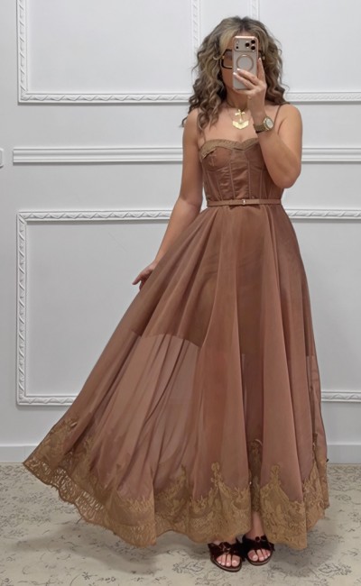 Μακρύ φόρεμα σοκολατί