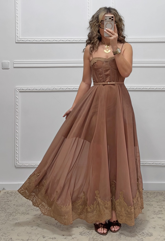 Μακρύ φόρεμα σοκολατί