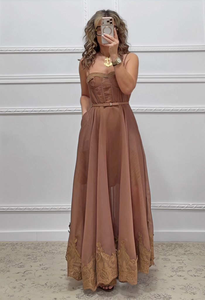 Μακρύ φόρεμα σοκολατί