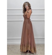 Μακρύ φόρεμα σοκολατί