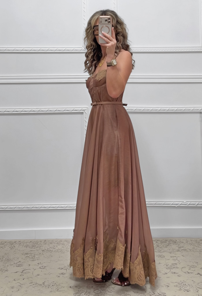 Μακρύ φόρεμα σοκολατί