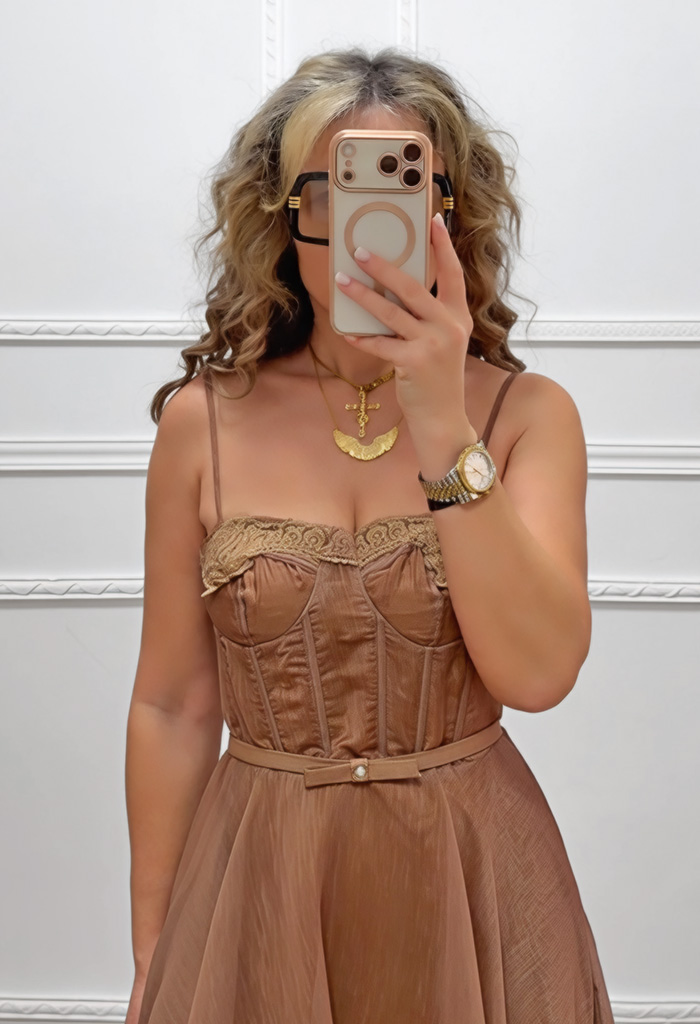 Μακρύ φόρεμα σοκολατί