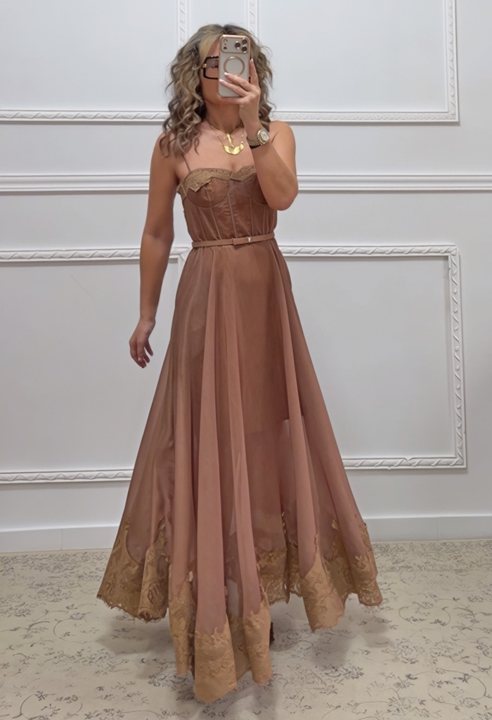 Μακρύ φόρεμα σοκολατί