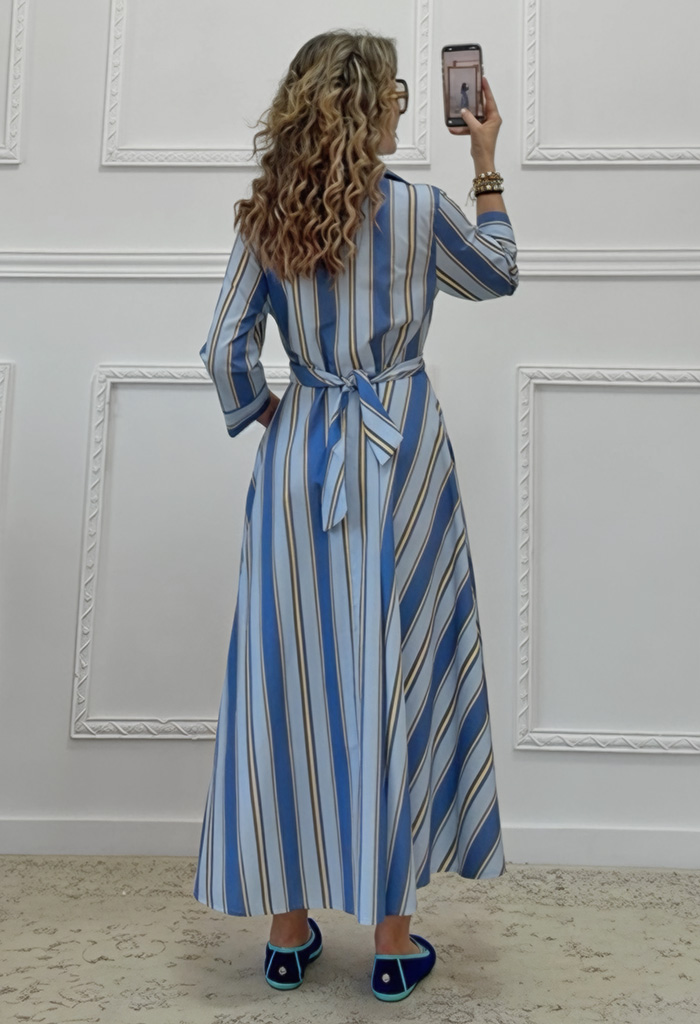 Ριγέ φόρεμα ποπλίνα Ριγέ φόρεμα ποπλίνα
