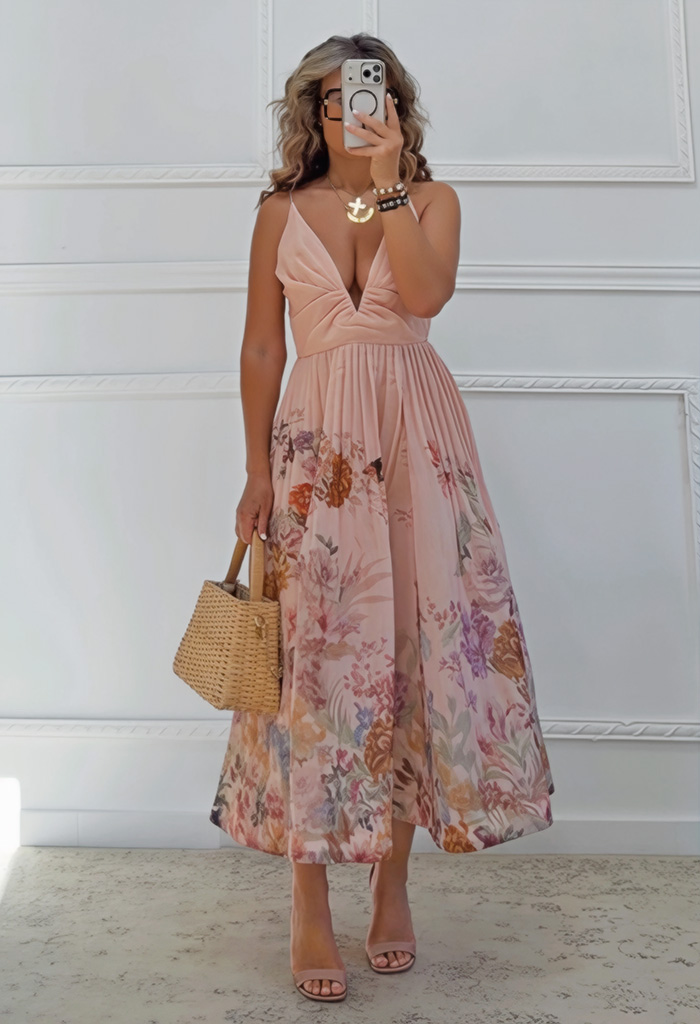 Floral φόρεμα με πιέτες Floral φόρεμα με πιέτες