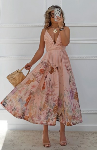 Floral φόρεμα με πιέτες Floral φόρεμα με πιέτες