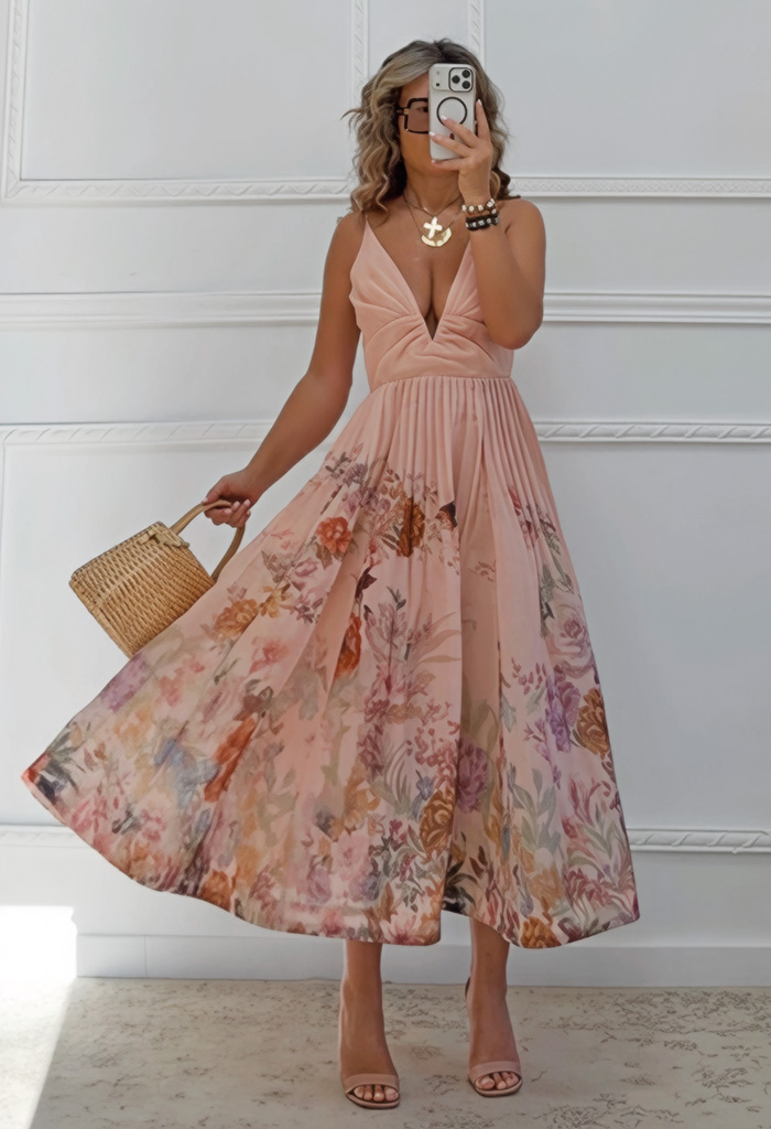 Floral φόρεμα με πιέτες Floral φόρεμα με πιέτες