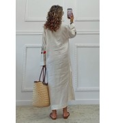 Καφτάνι με χειροποίητα κεντήματα λευκό Καφτάνι με χειροποίητα κεντήματα λευκό