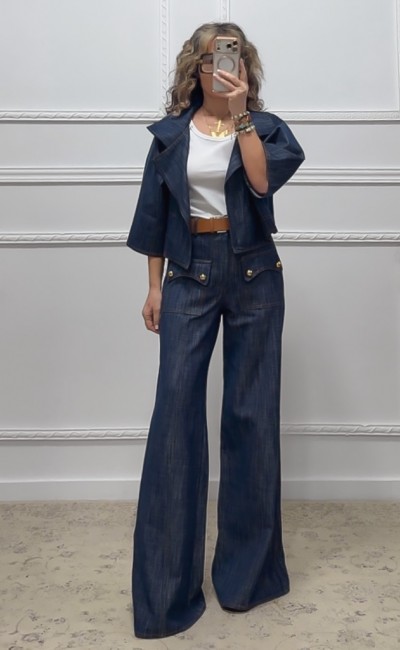 Τζιν παντελόνι με χρυσά κουμπιά