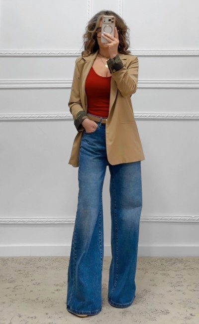 Ισόφαρδο τζιν παντελόνι μπλε