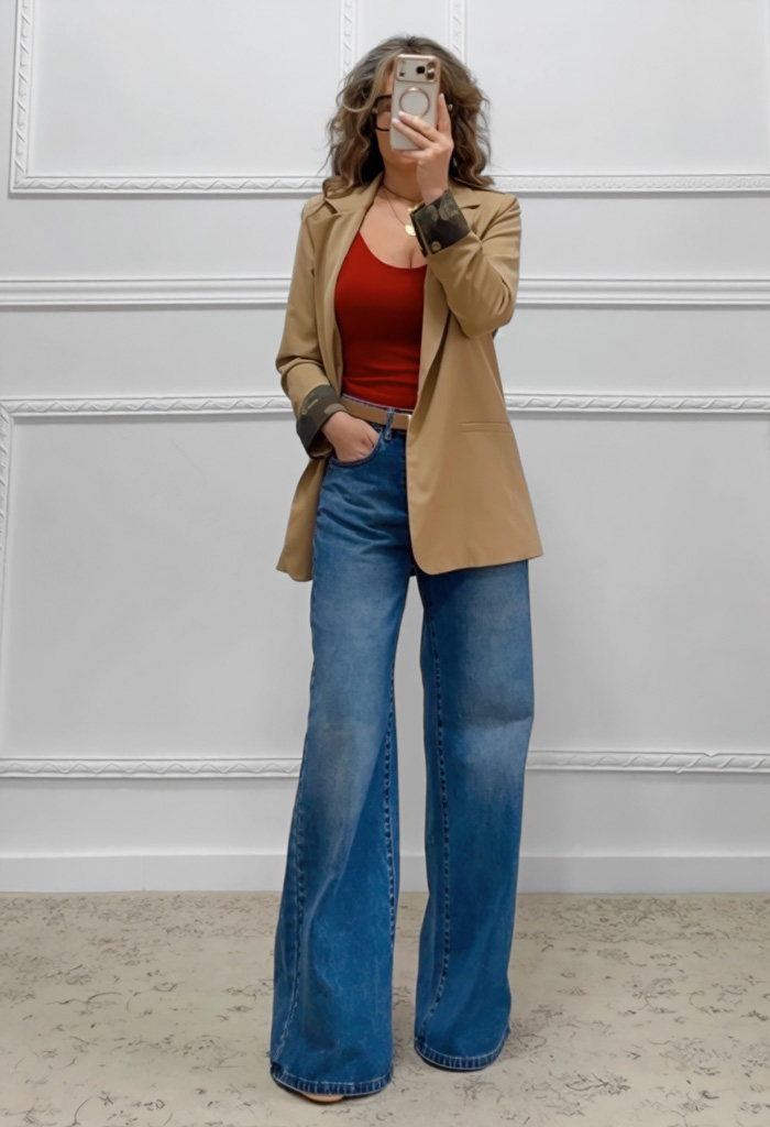 Ισόφαρδο τζιν παντελόνι μπλε