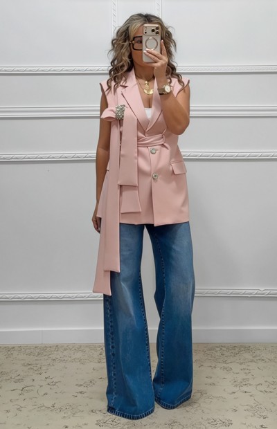 Oversized γιλέκο ροζ