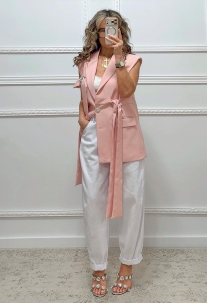 Oversized γιλέκο ροζ