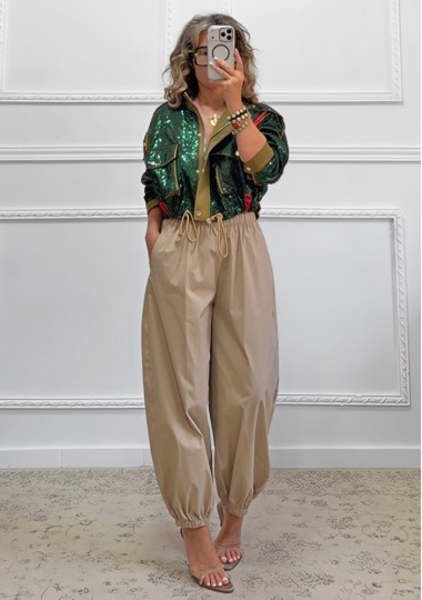 Cropped jacket με παγιέτες