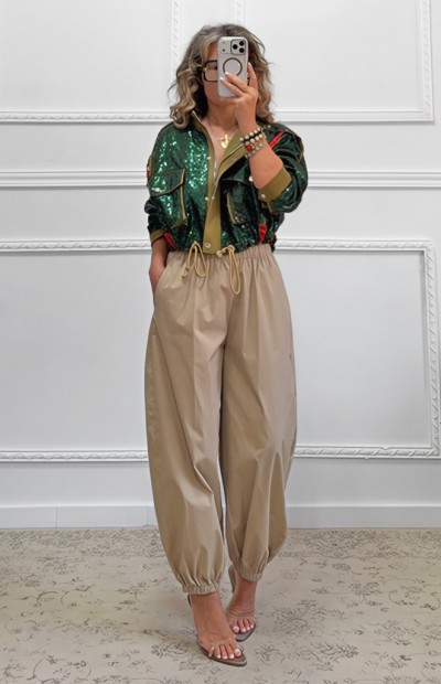 Cropped jacket με παγιέτες