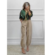 Cropped jacket με παγιέτες