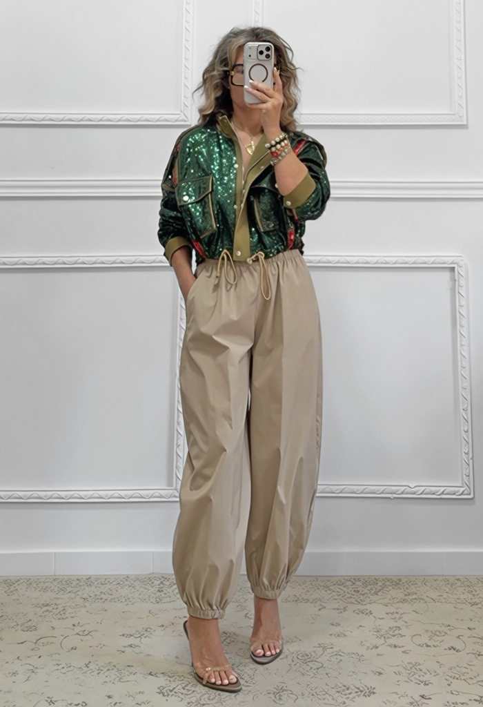 Cropped jacket με παγιέτες