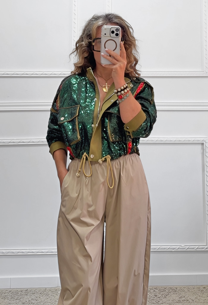 Cropped jacket με παγιέτες