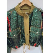 Cropped jacket με παγιέτες