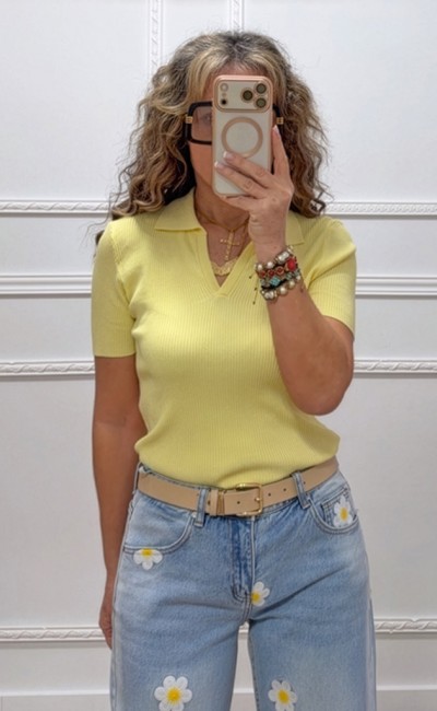 Μπλούζα πόλο κίτρινη