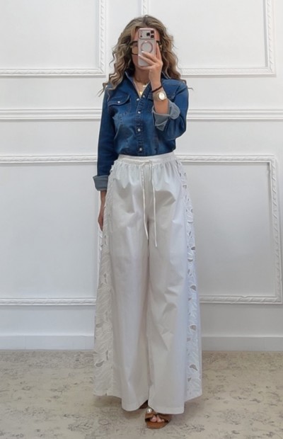 Παντελόνα με κιπούρ λεπτομέρειες Παντελόνα με κιπούρ λεπτομέρειες