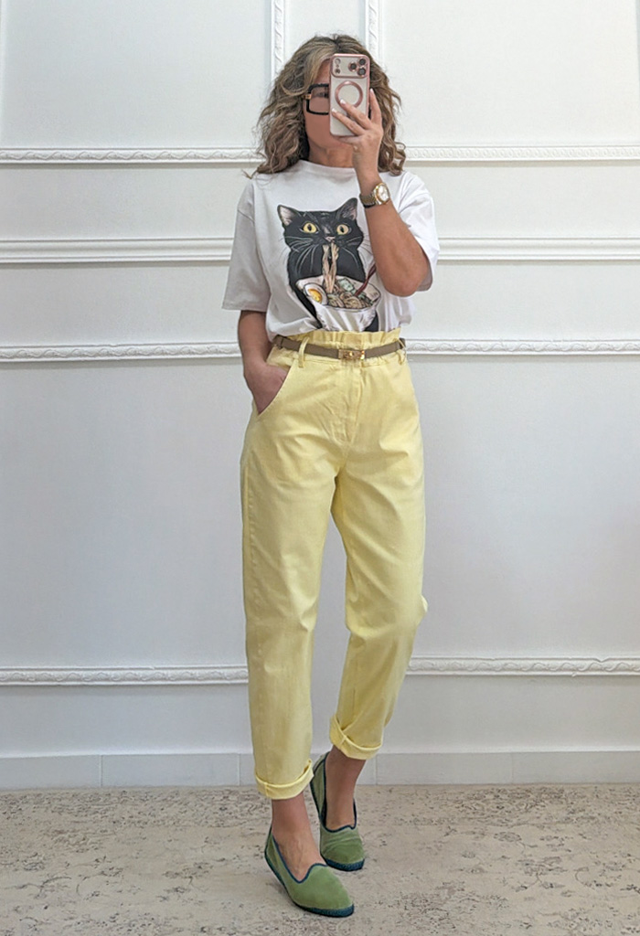 Mom fit παντελόνι baby yellow Mom fit παντελόνι baby yellow