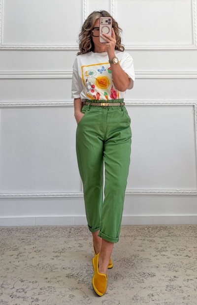 Mom fit παντελόνι πράσινο