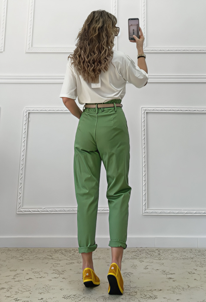Mom fit παντελόνι πράσινο