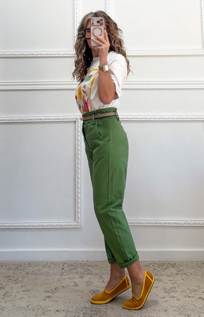 Mom fit παντελόνι πράσινο