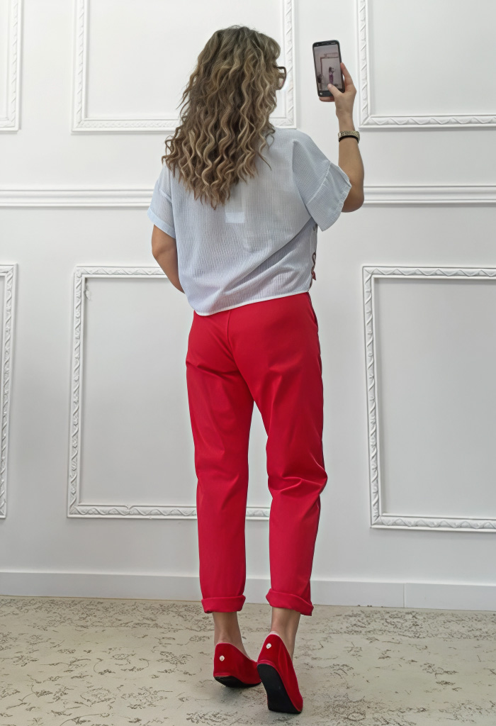 Ριγέ πουκάμισο με κέντημα