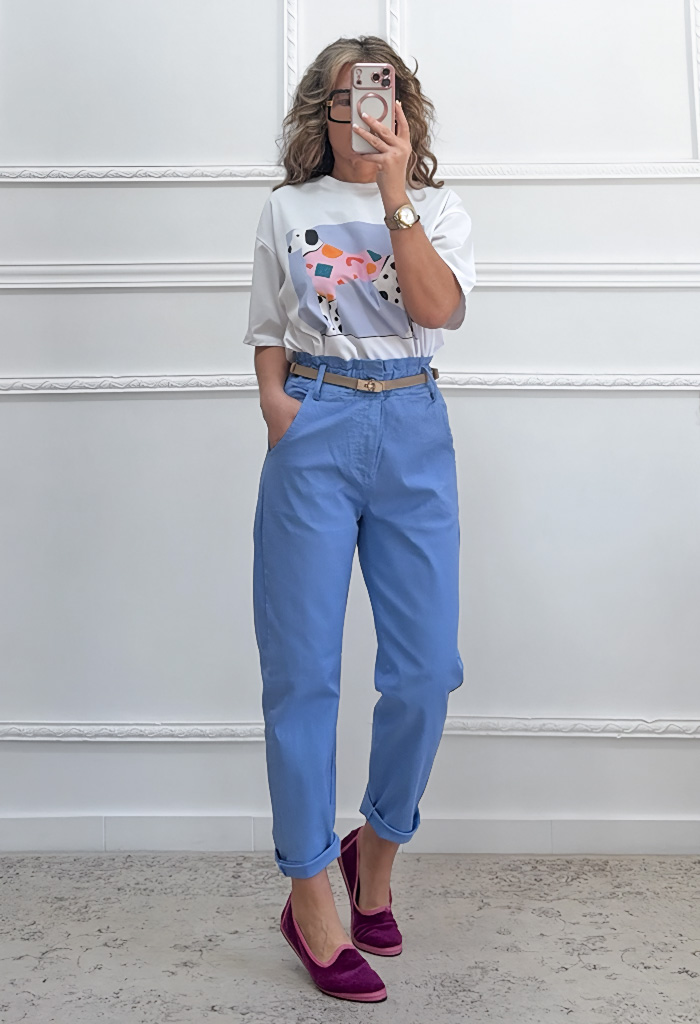 Mom fit παντελόνι baby blue Mom fit παντελόνι baby blue