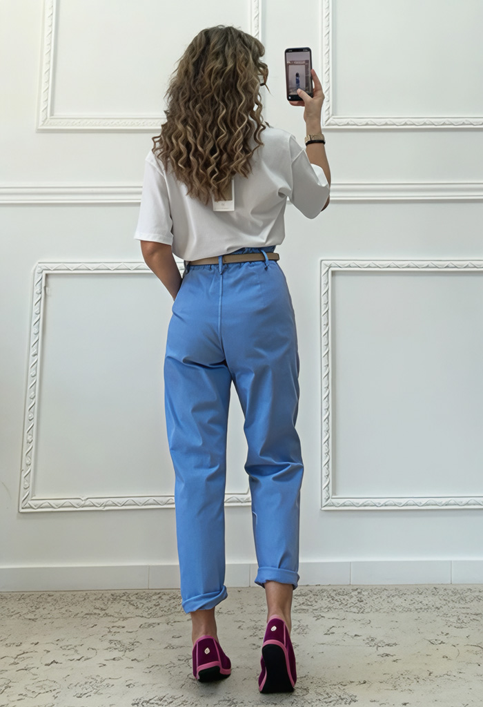 Mom fit παντελόνι baby blue Mom fit παντελόνι baby blue