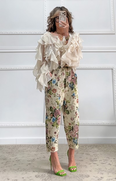 Baggy παντελόνι μπροκάρ